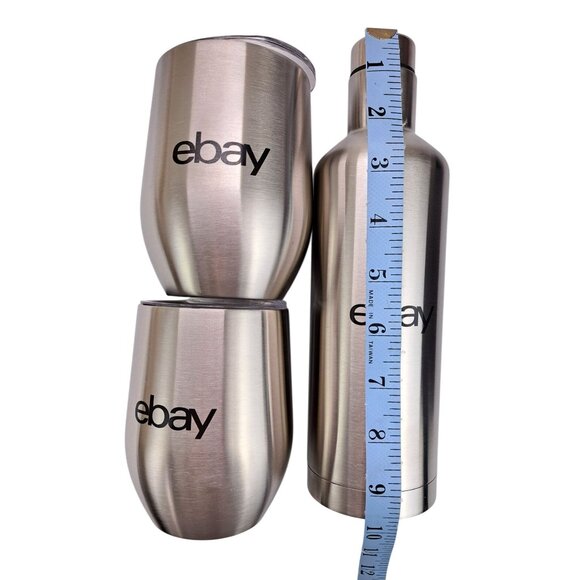 eBay Branded Stainless Steel Wine Tumbler Bottle Gift Set Box New Swag Promo - Picture 9 of 9